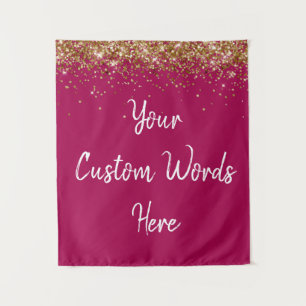 Custom Berry Gold & White Personalised Photo Booth Tapestry