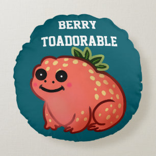 Custom Berry Toadorable Strawberry Frog  Round Cushion