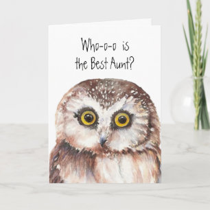 Custom Best Aunt Cute Owl Humour Card