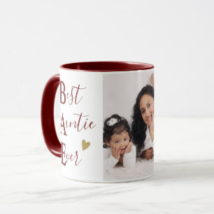 Custom Best Auntie Ever Photo Maroon And Gold Mug