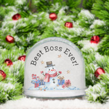 Custom Best Boss Ever Watercolor Retro Snowman
