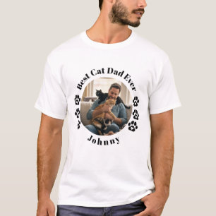 Custom Best Cat Dad Ever Photo Cat Dad Gift T-Shirt