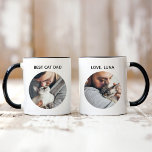 Custom Best Cat Dad Pet Photo Mug<br><div class="desc">Show some love for the "Best Cat Dad" with this fun custom coffee mug gift! Our mug features 2 favourite pet photos with modern black text on the front and back that you can personalise. Create your own by simply adding your picture(s) to the two round placeholder images. Then type...</div>