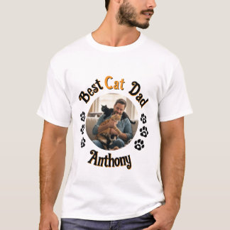 Custom Best Cat Dad Photo T-Shirt