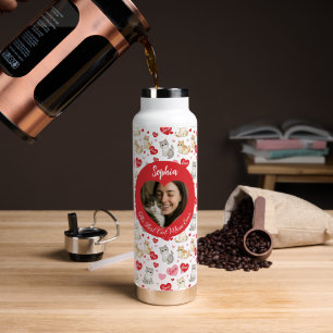 Custom "Best Cat Mom Ever" Heart Photo  Water Bottle