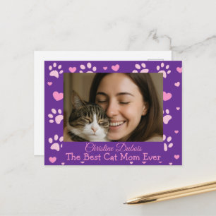 Custom Best Cat Mom Photo Postcard Cat Mom Gift