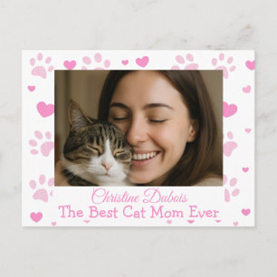 Custom Best Cat Mom Photo Postcard Cat Mom Gift