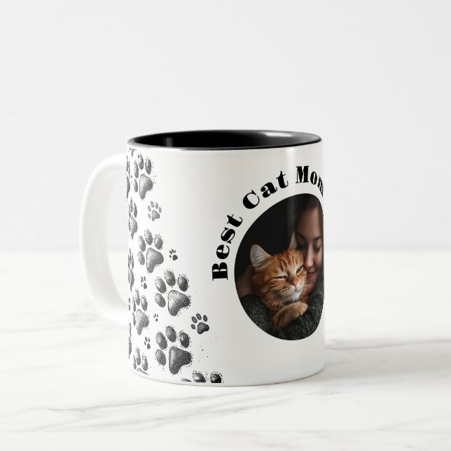 Custom Best Cat Mum Ever Mug with Photo (Front Left)