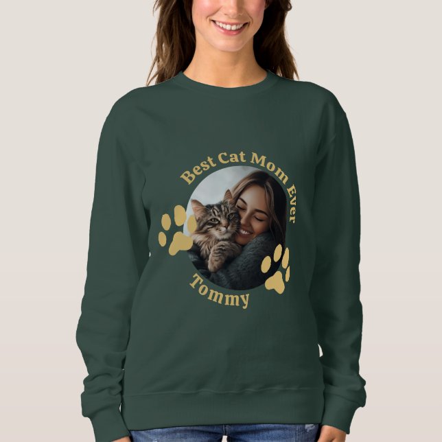 Custom Best Cat Mum Ever Sweatshirt with Pet Name  (Front)