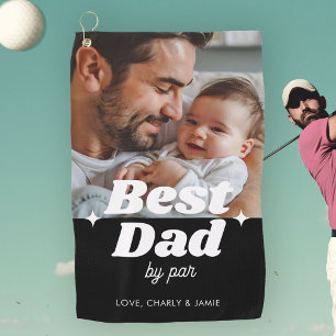 Custom Best Dad By Par Retro Cool Photo Golf Towel