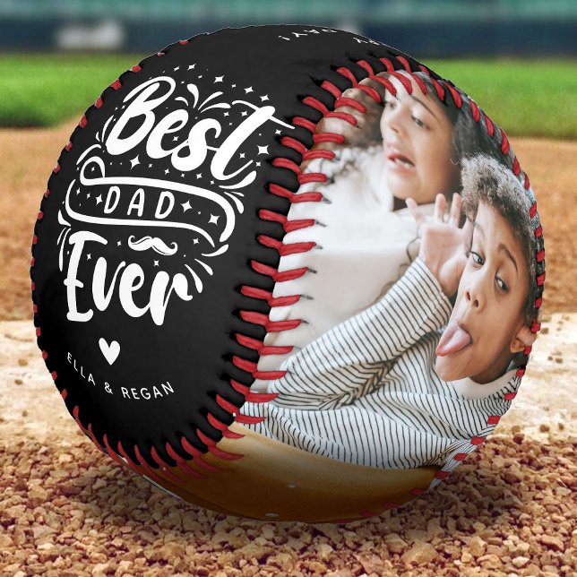 Custom Best Dad Ever 2 Photo Keepsake  Baseball (Creator Uploaded)