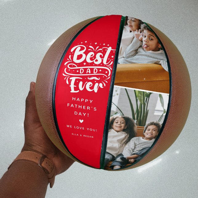 Custom Best Dad Ever 2 Photo Keepsake  Basketball (Creator Uploaded)