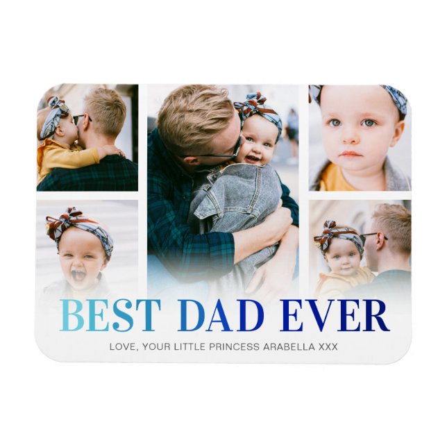 Custom Best Dad Ever 5 Photo Magnet (Horizontal)