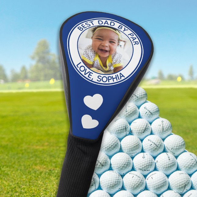 Custom Best Dad Ever By Par Blue Photo Golf Head Cover (Creator Uploaded)