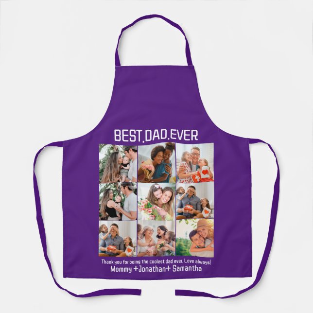 Custom Best Dad Ever Fathers Day 9 Photo Collage Apron (Front)