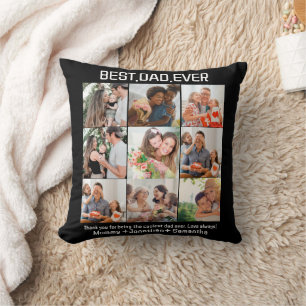 Custom Best Dad Ever Fathers Day 9 Photo Collage Cushion