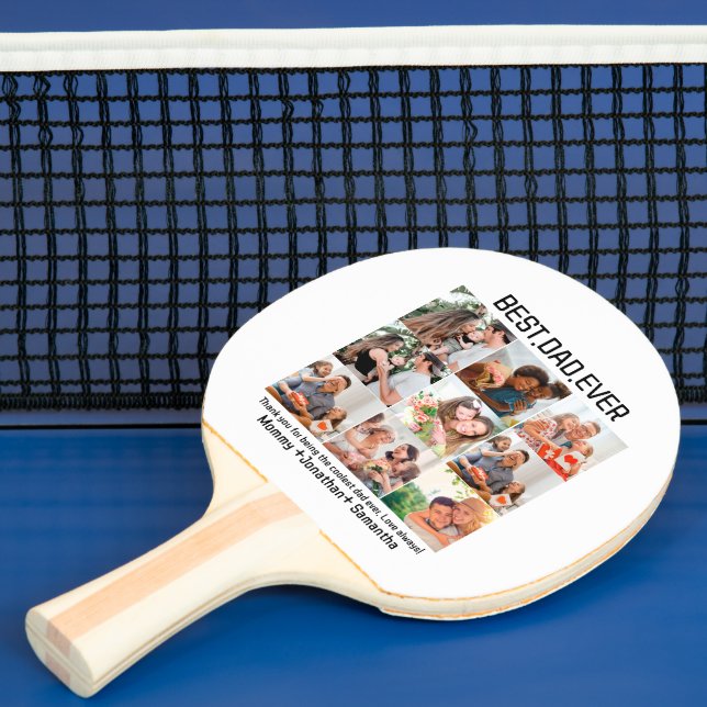 Custom Best Dad Ever Fathers Day 9 Photo Collage Ping Pong Paddle (Insitu)