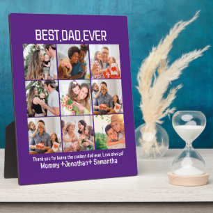 Custom Best Dad Ever Fathers Day 9 Photo Collage Plaque
