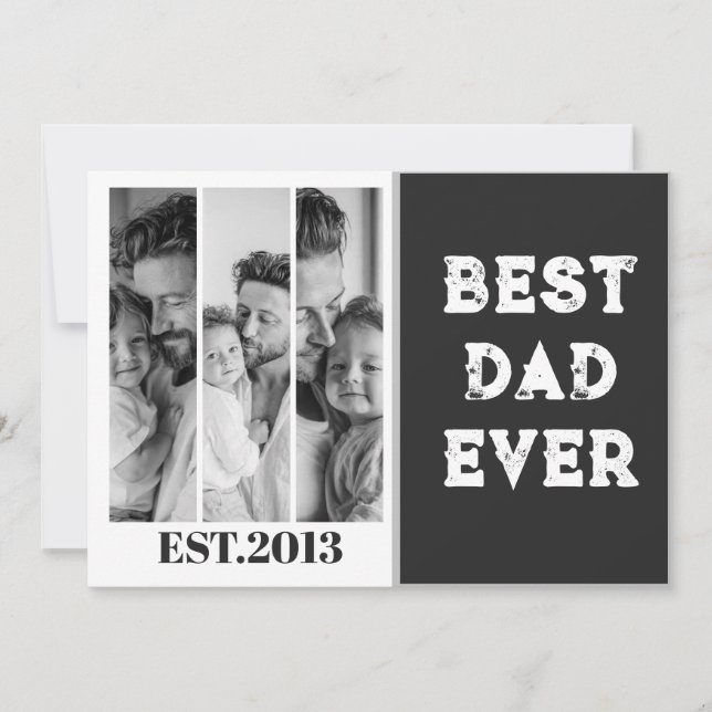 Custom Best Dad Ever Photo Collage EST Year Invitation (Front)