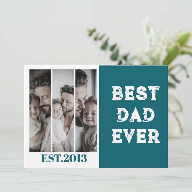 Custom Best Dad Ever Photo Collage EST Year Invitation (Standing Front)