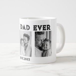 Custom Best Dad Ever Photo Collage EST Year Large Coffee Mug