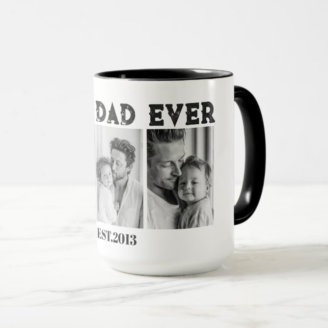 Custom Best Dad Ever Photo Collage EST Year Mug (Front Right)