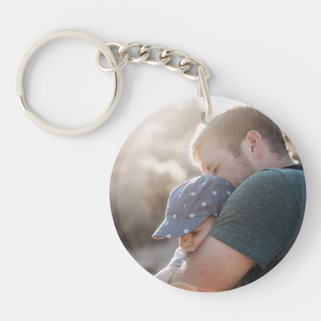 Custom Best Dad Ever Two Sided Photo Key Chain (Front)