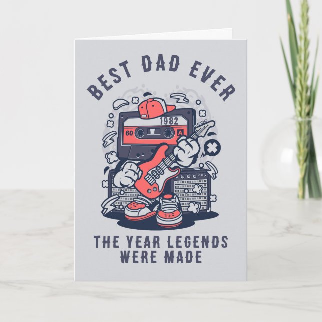 Custom Best Dad Ever Year Retro Cassette Card (Front)