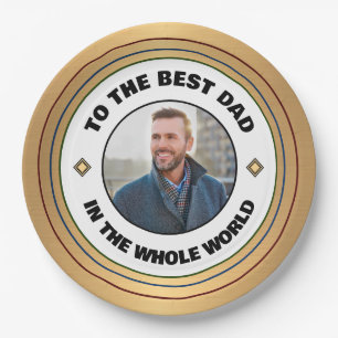 Custom Best Dad Father Photo Personalise Paper Plate