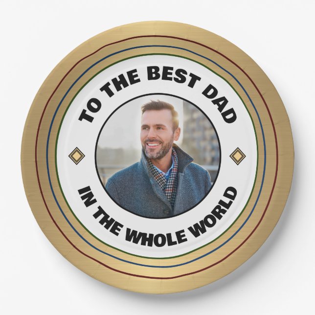 Custom Best Dad Father Photo Personalise Paper Plate (Front)