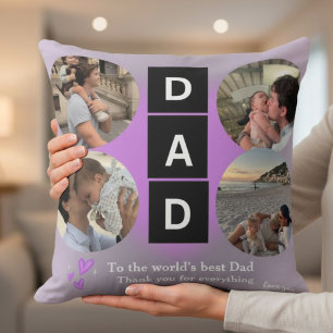 Custom "Best Dad" Photo Collage Personalized Gift Cushion
