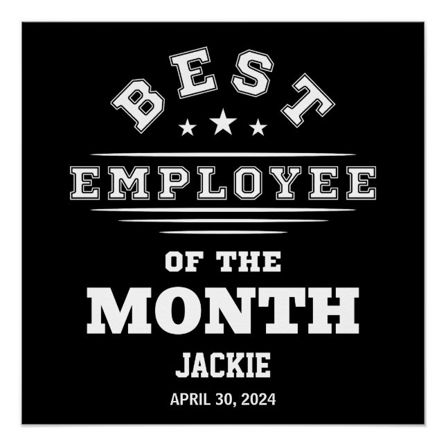 Custom Best Employee Of The Month Year Job Award Poster (Front)