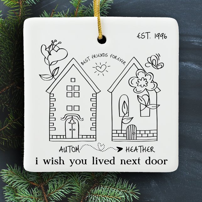 Custom Best Friend Picture Customised Christmas Ceramic Ornament (Creator Uploaded)