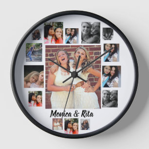 Custom Best Friends 15 Photo Collage  Clock