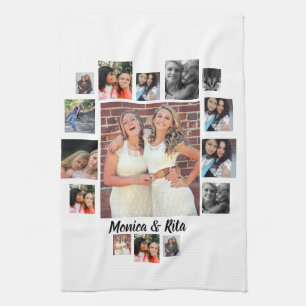 Custom Best Friends 15 Photo Collage  Tea Towel