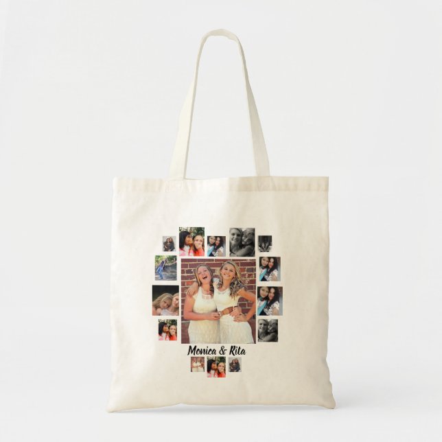 Custom Best Friends 15 Photo Collage   Tote Bag (Front)