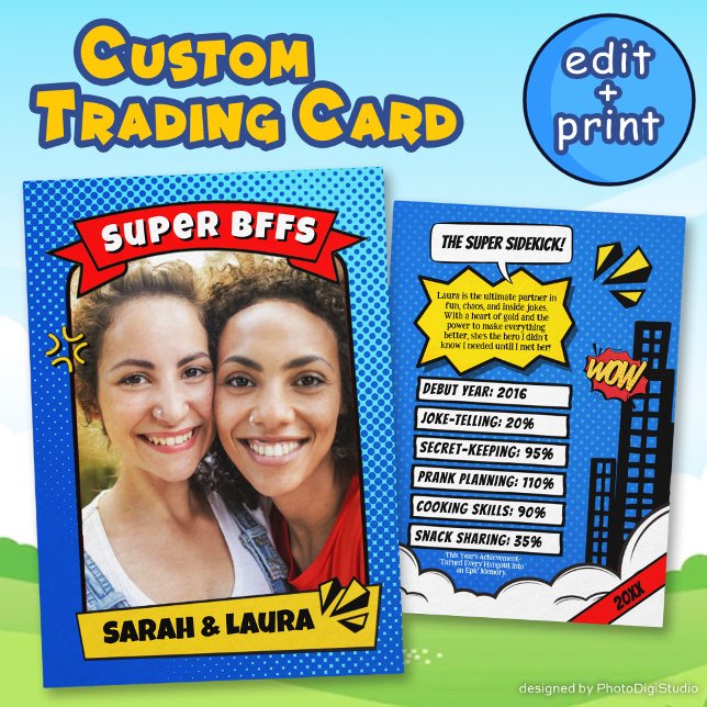 Custom Best Friends Card BFF Comic Trading Card  (Custom Best Friends Card BFF Comic Trading Card)