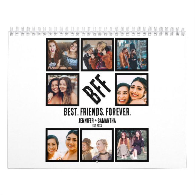 Custom Best Friends Forever BFF 8 Photo Collage  Calendar (Cover)