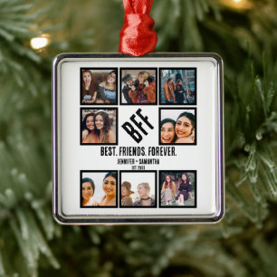 Custom Best Friends Forever BFF 8 Photo Collage  Metal Tree Decoration