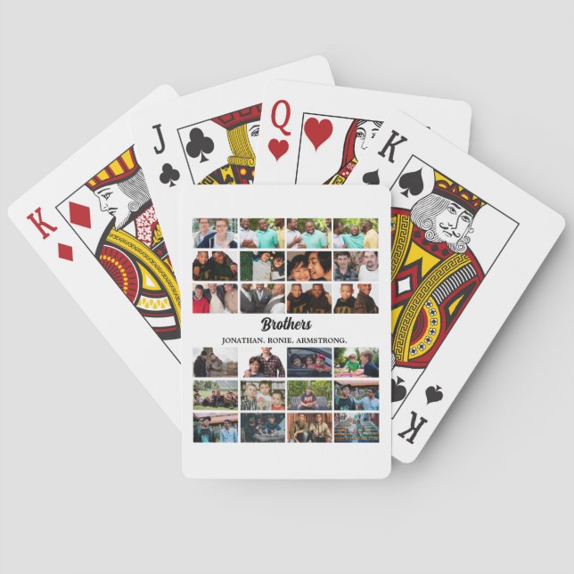 Custom Best Friends Forever Brothers Photo Collage Playing Cards (Back)