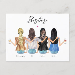 Custom best friends personalised portrait Postcard