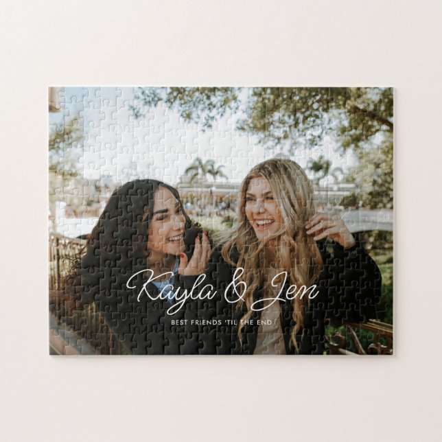 Custom Best Friends Photo Script Names Jigsaw Puzzle (Horizontal)