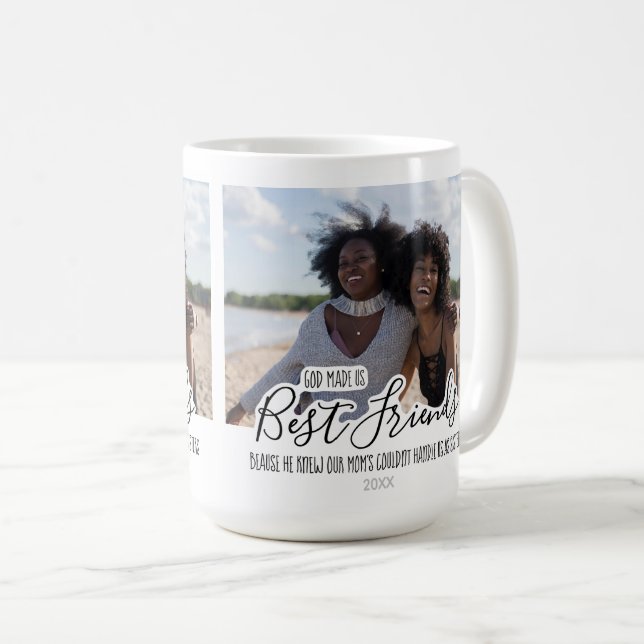 Custom Best Friends Photo Trendy Friendship Coffee Mug (Front Right)