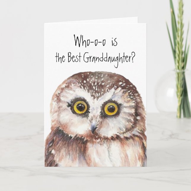 Custom Best Granddaughter Cute Owl Humour Card (Front)