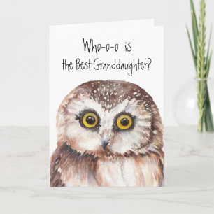 Custom Best Granddaughter Cute Owl Humour Card
