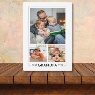 Custom Best Grandpa Ever 3 Photo Collage White   Plaque