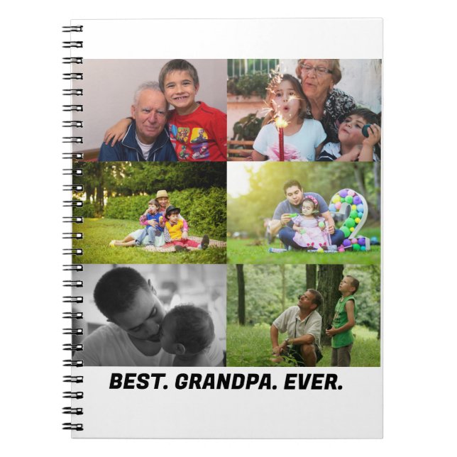 Custom Best grandpa ever 6 photo collage Notebook (Front)
