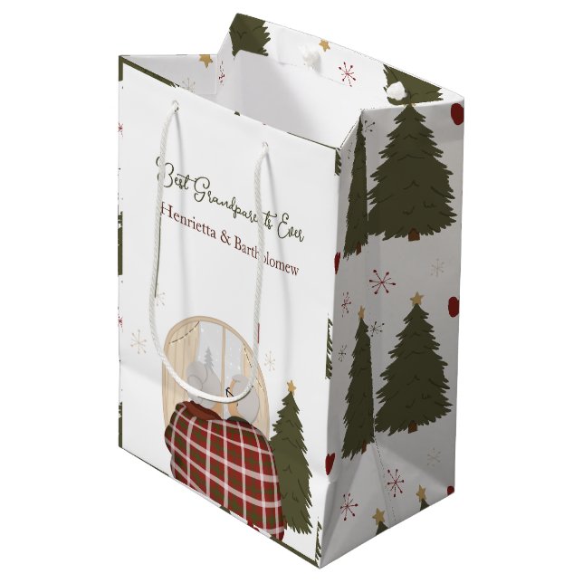 Custom Best Grandparents Christmas Medium Gift Bag (Front Angled)