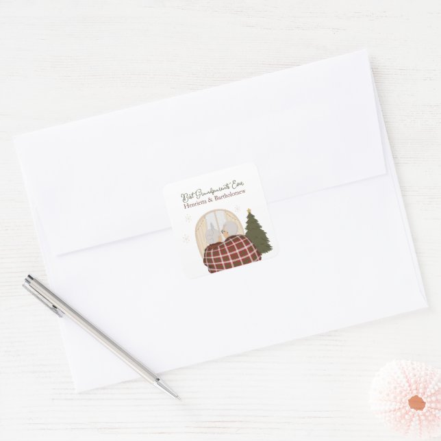 Custom Best Grandparents Christmas Square Sticker (Envelope)