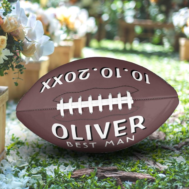 Custom Best Man Name Wedding Date Keepsake Football (Creator Uploaded)